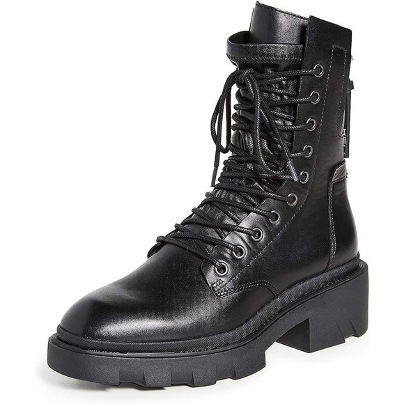 ASH Madness Block Heel Combat Boots Black Size 39 NWT - Picture 4 of 10